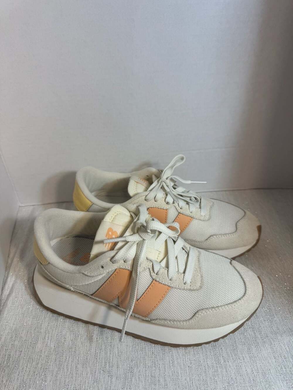 New Balance 237 Women's Sneakers in Sea Salt with Apricot and Yellow Highlights